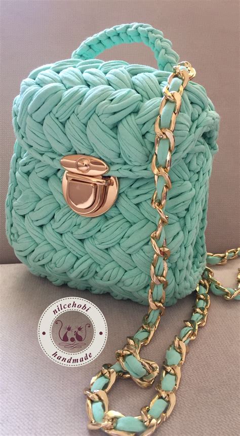 Light Blue Crochet Tote Bag 